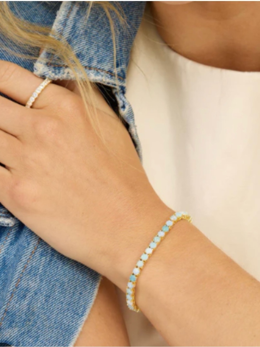 Melinda Maria Grand Heiress ombre opal tennis bracelet Gold 6.5. - Picture 2 of 3